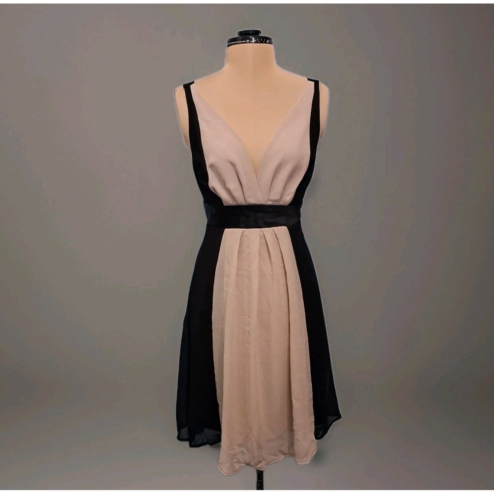 Flowy Babydoll  Dress  Womens Sz Sm Vintage Y2K Tie Back Crepe Chiffon  Two Tone
